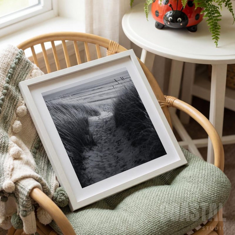 Black and White Dune Path Print | Coastal Grass Photography | Minimal Beach Wall Art