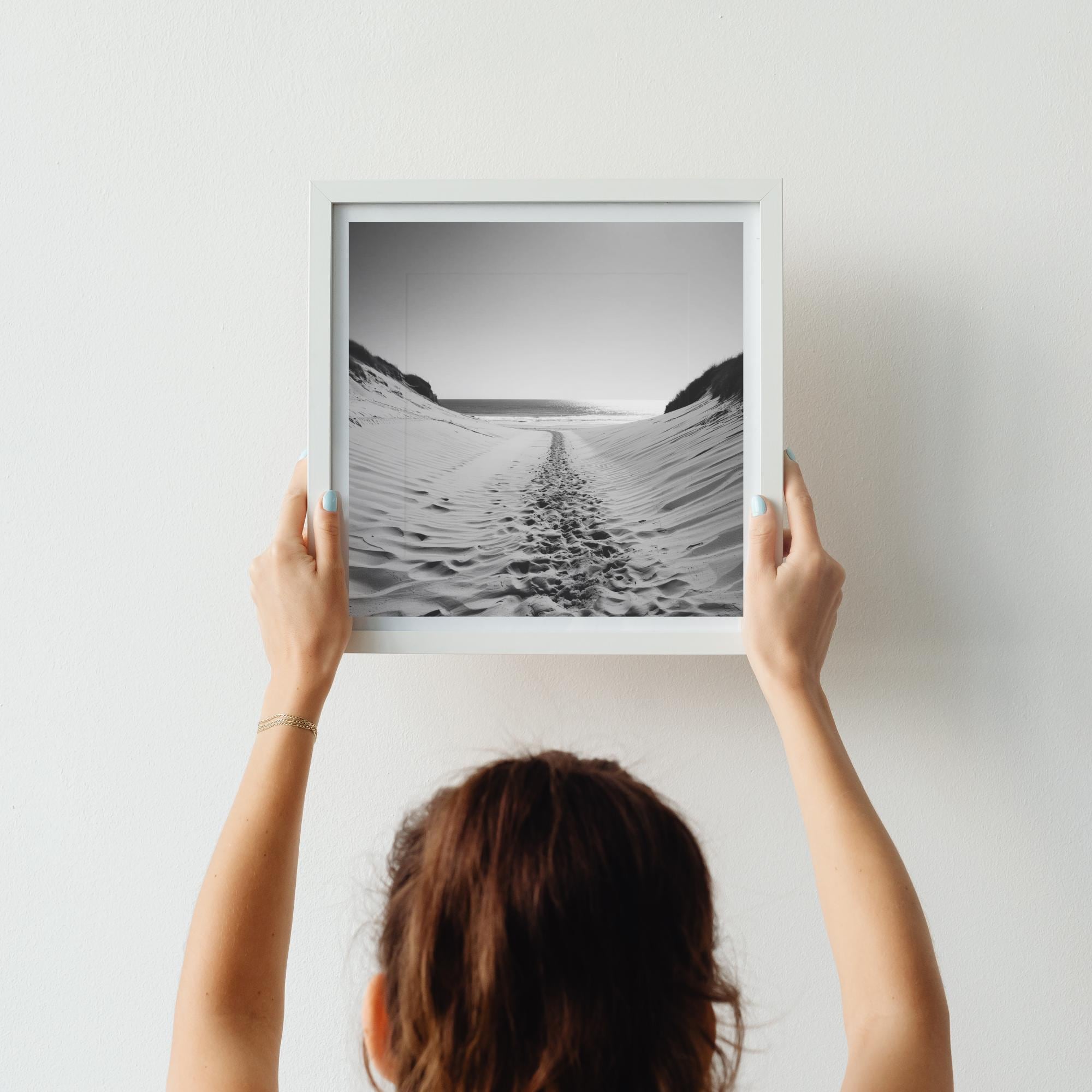 Black and White Beach Path Print | Coastal Dune Photography | Minimalist Seascape Wall Art - Image 11
