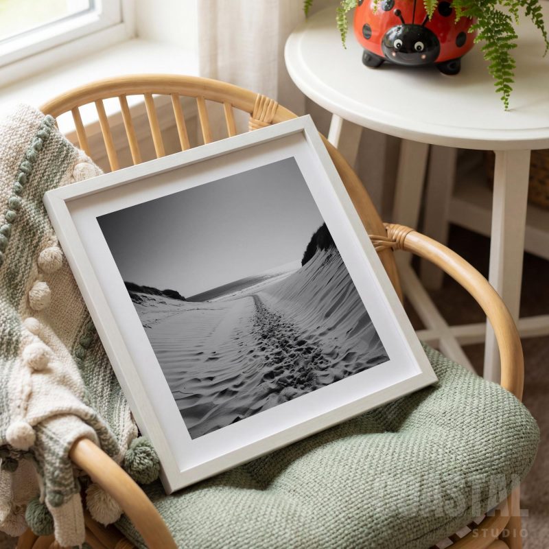 Black and White Beach Path Print | Coastal Dune Photography | Minimalist Seascape Wall Art