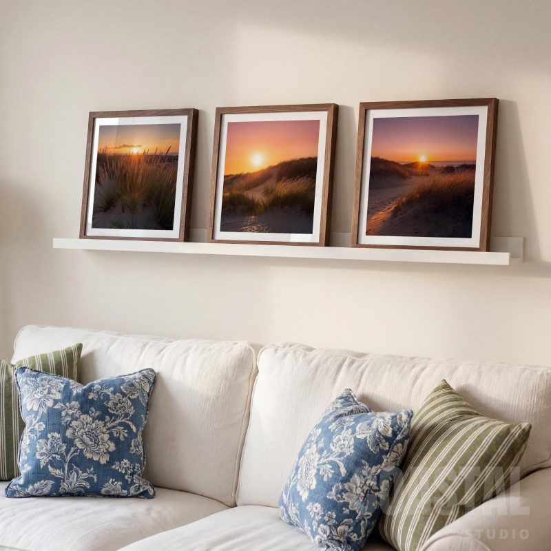 Coastal Dunes Sunset Photography Prints | Beach Grass Seaside Wall Art Set