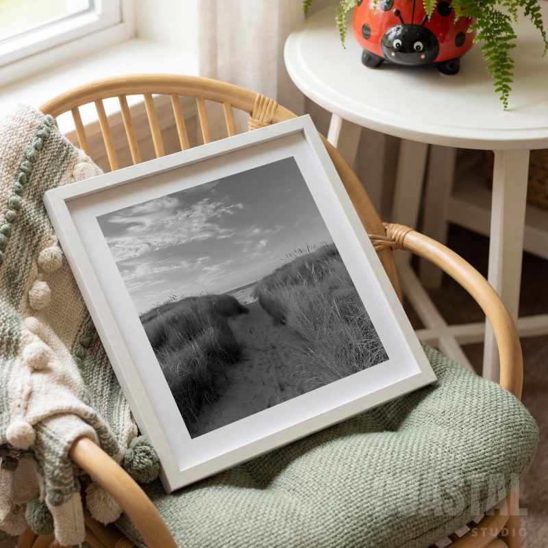 Black and White Coastal Dune Path Print | Seaside Photography Wall Art