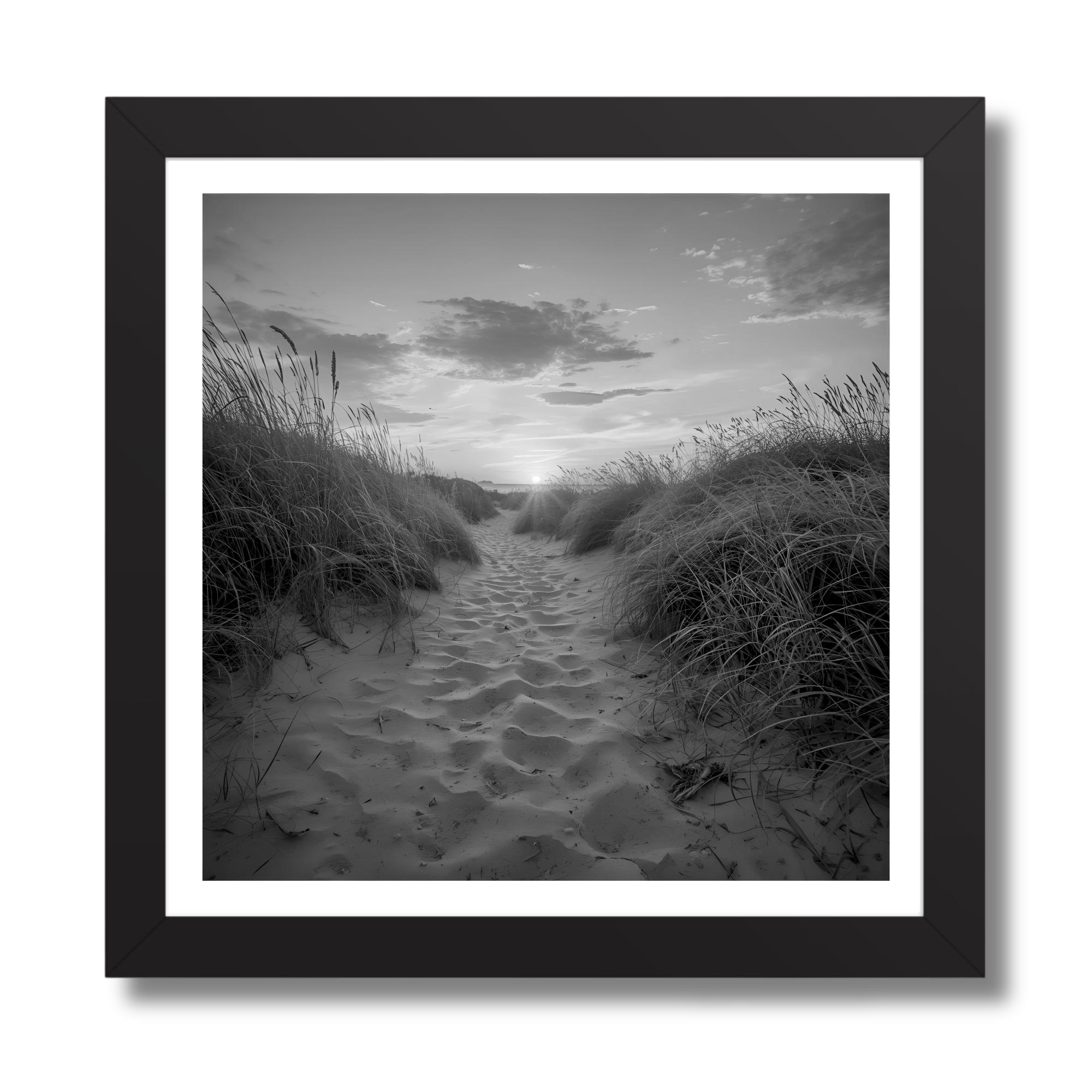 Black and White Beach Path Print | Coastal Dune Sunset Photography | Minimalist Seascape Wall Art - Image 9