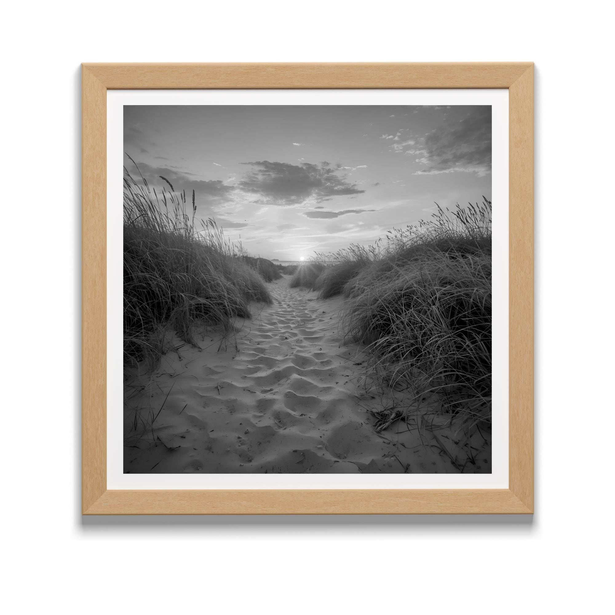 Black and White Beach Path Print | Coastal Dune Sunset Photography | Minimalist Seascape Wall Art - Image 12