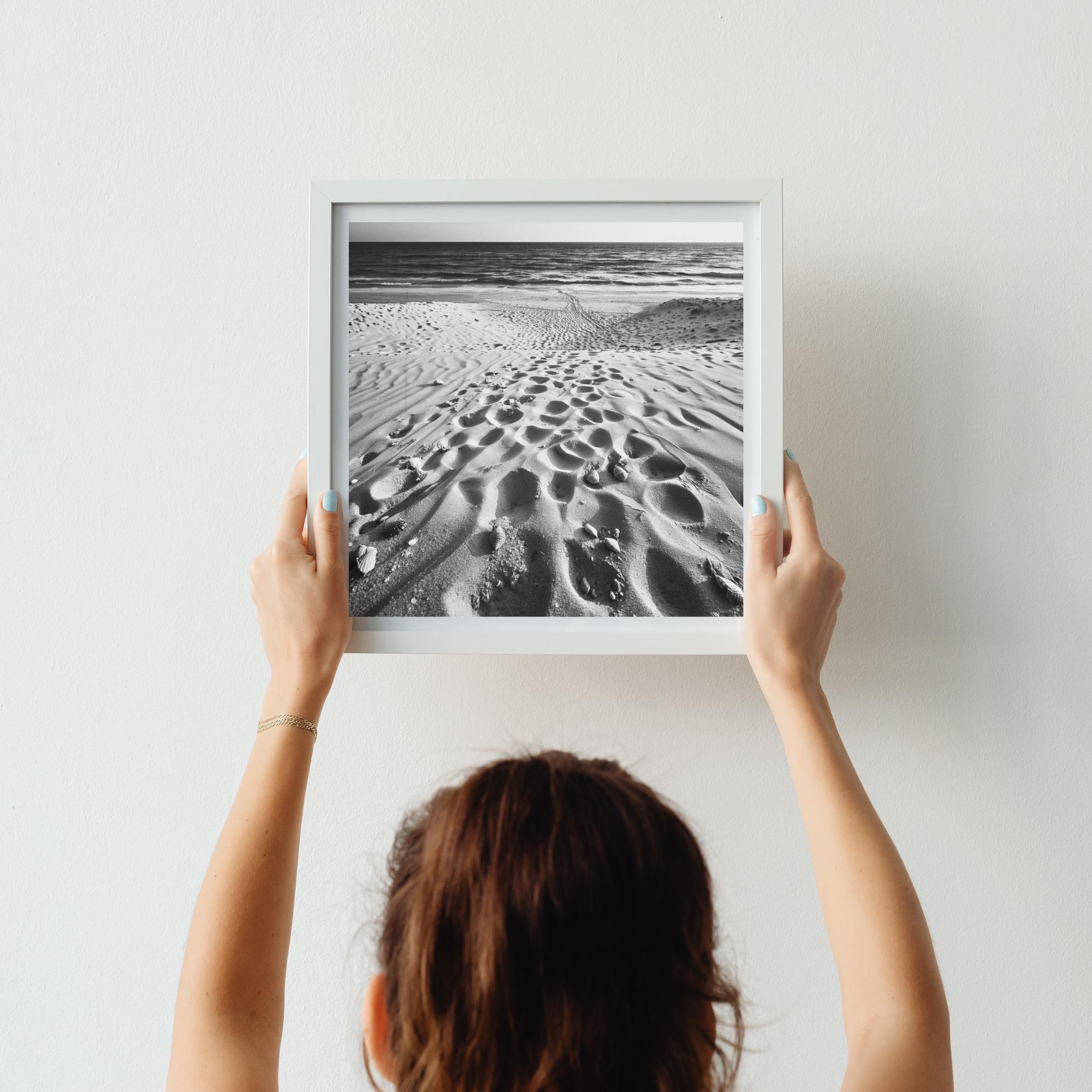 Black and White Beach Sand Print | Textured Shoreline Photography, Minimalist Seaside Decor - Image 8