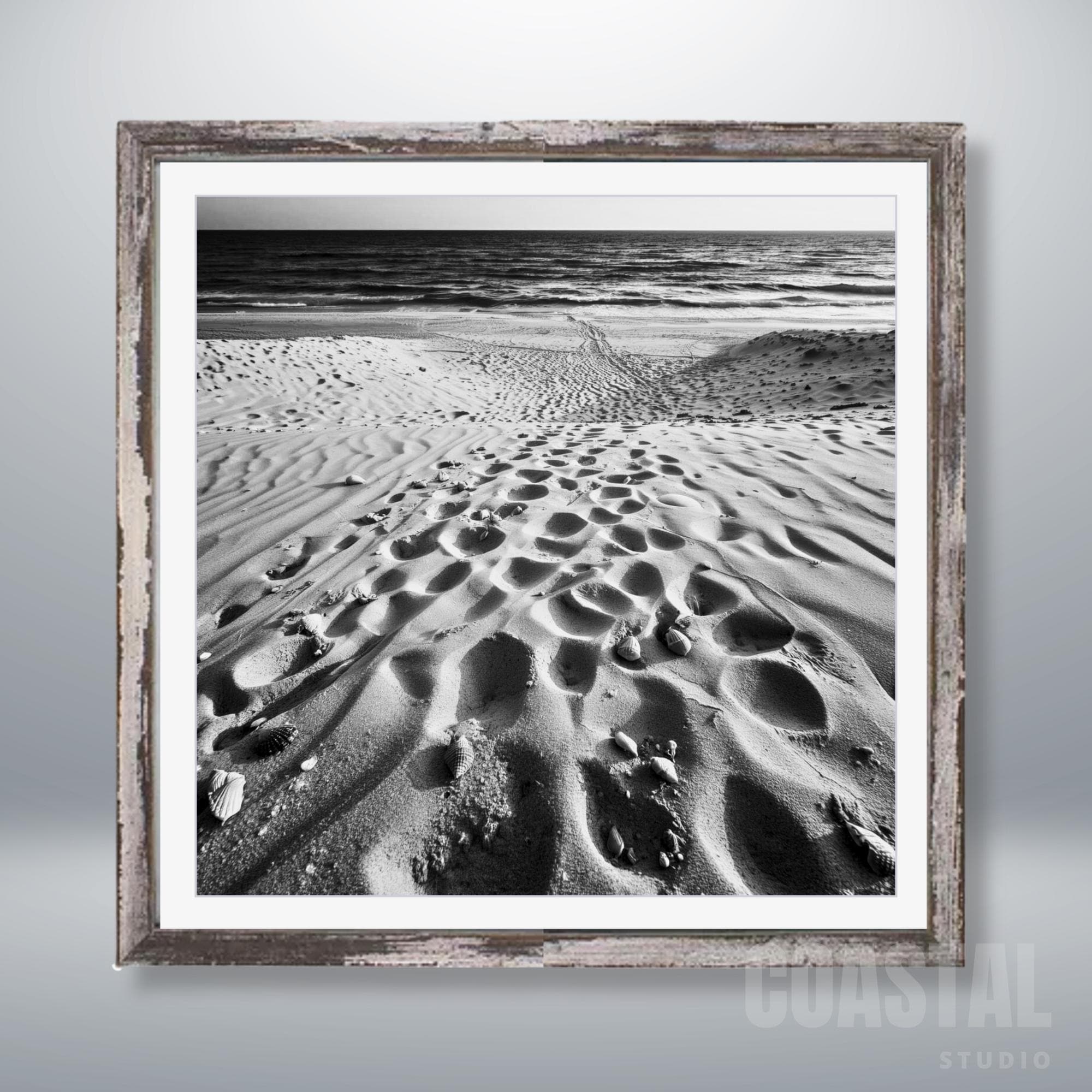 Black and White Beach Sand Print | Textured Shoreline Photography, Minimalist Seaside Decor - Image 3