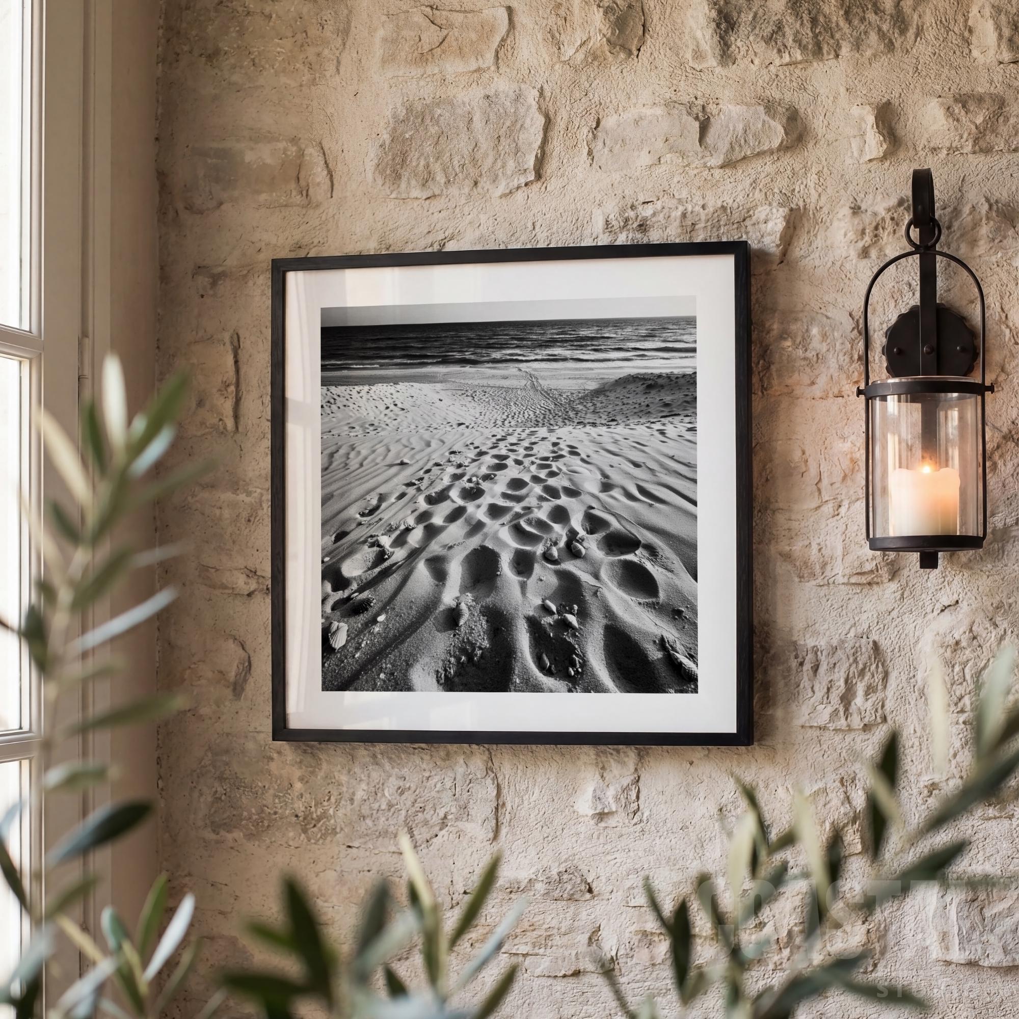 Black and White Beach Sand Print | Textured Shoreline Photography, Minimalist Seaside Decor - Image 2