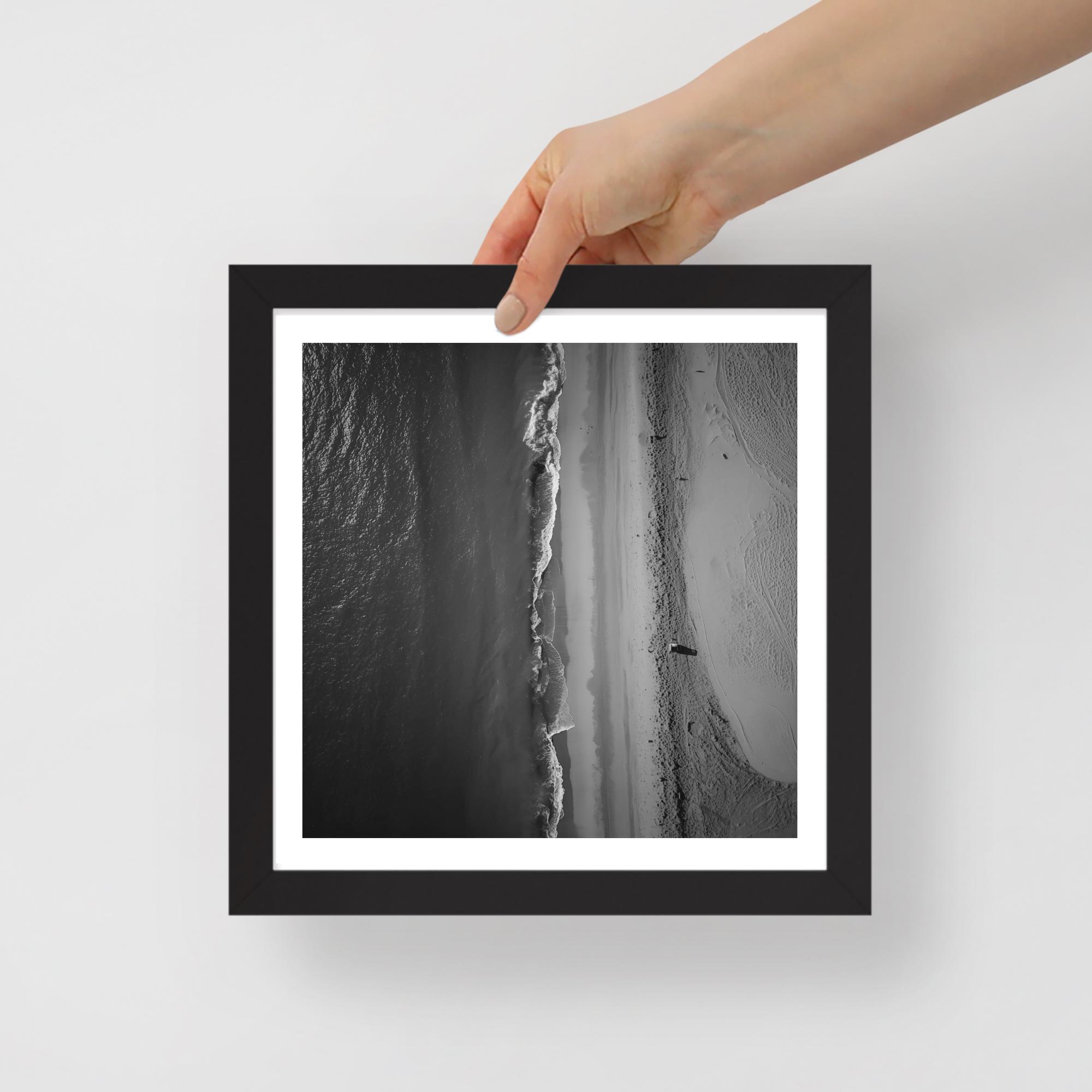 Aerial Beach Print | Black and White Coastal Photography, Minimalist Ocean Wall Art - Image 6