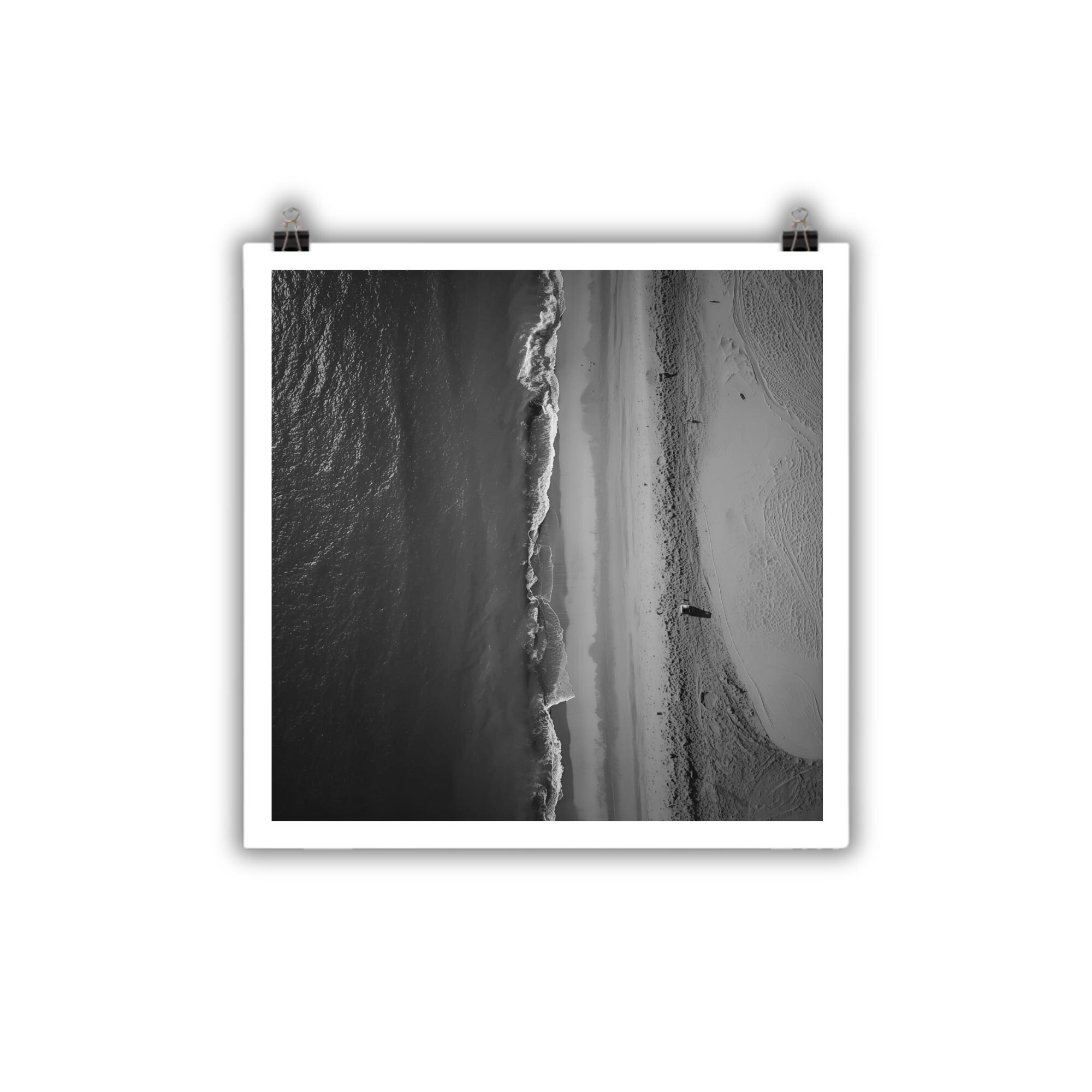 Aerial Beach Print | Black and White Coastal Photography, Minimalist Ocean Wall Art - Image 11