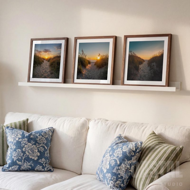 Beach Sunset Print Set | Coastal Dune Path Photography, Golden Hour Wall Art