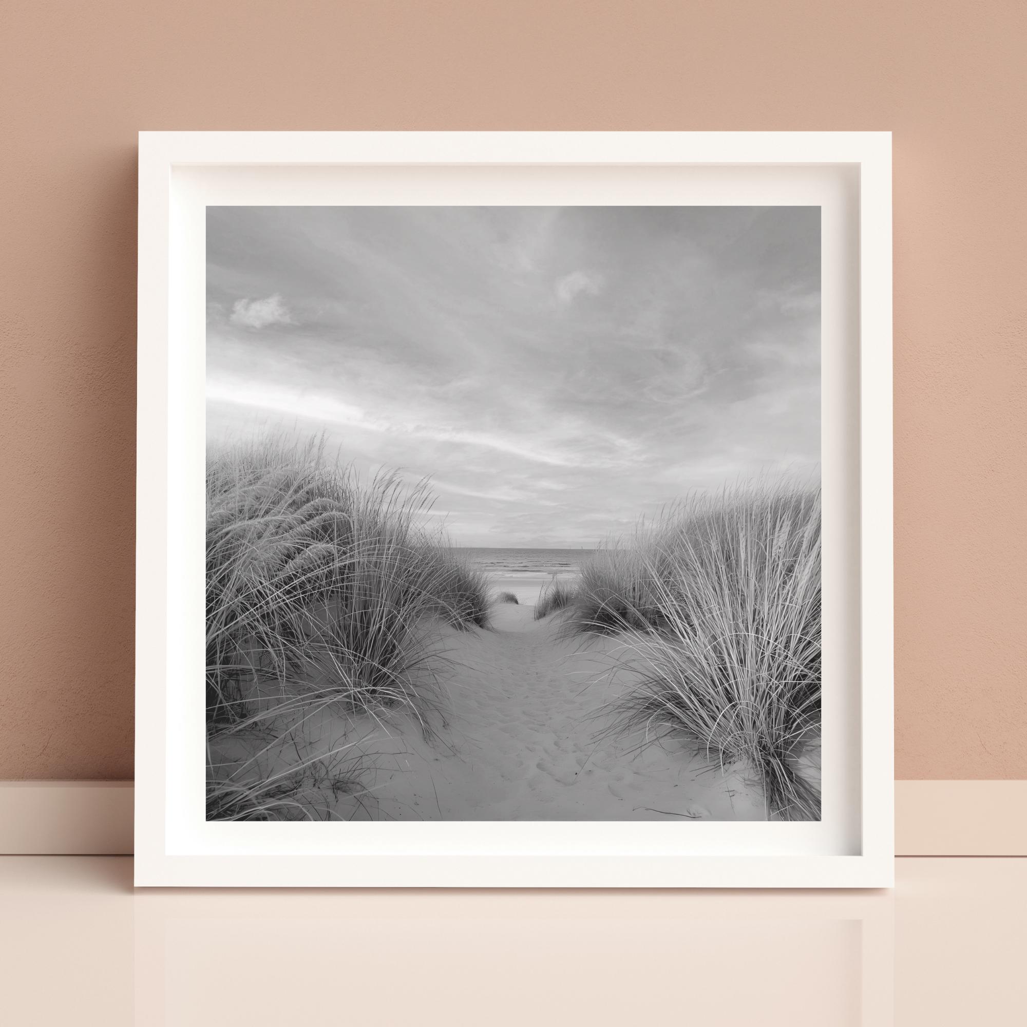 Black and White Coastal Dunes Print | Beach Path Seascape Photography | Minimalist Sand Decor - Image 8