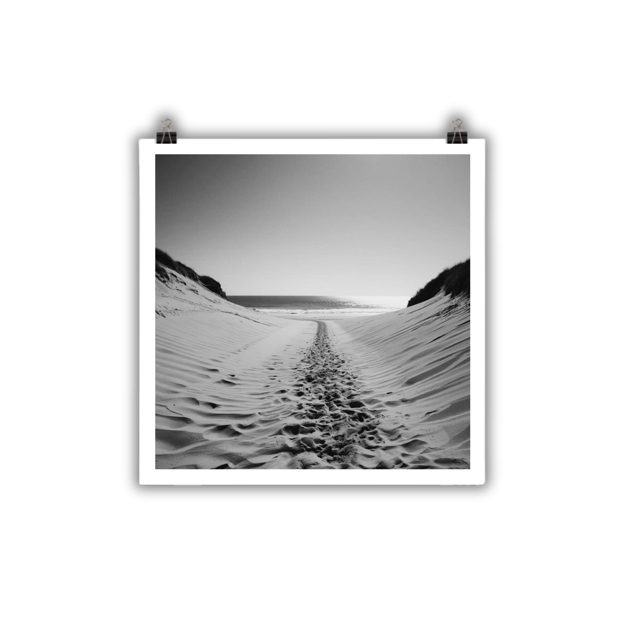 Black and White Beach Path Print | Coastal Dune Photography | Minimalist Seascape Wall Art - Image 4