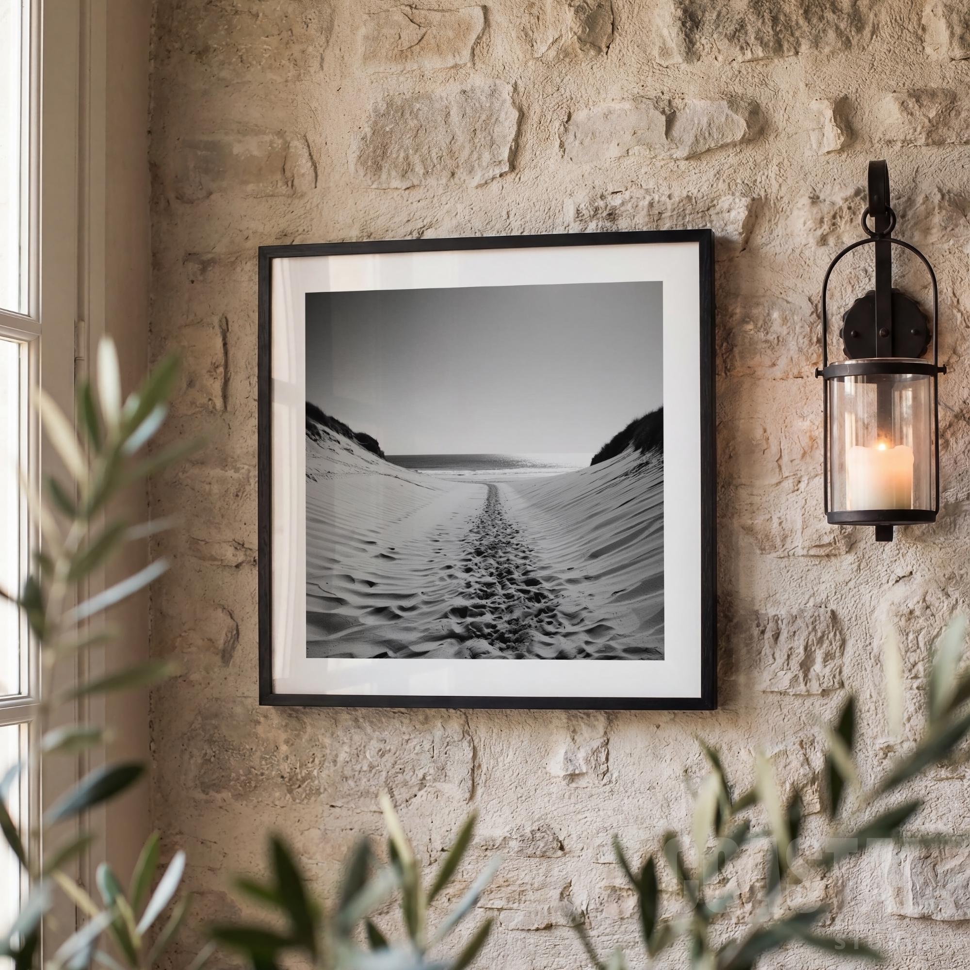 Black and White Beach Path Print | Coastal Dune Photography | Minimalist Seascape Wall Art - Image 2