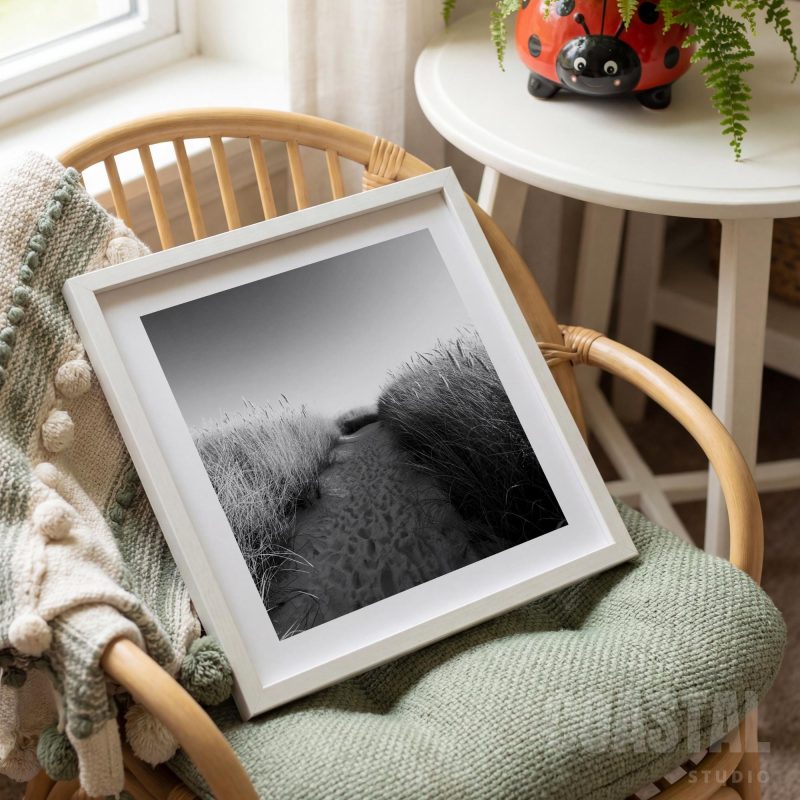 Black and White Dune Path Print | Coastal Grass Photography | Minimalist Beach Wall Art