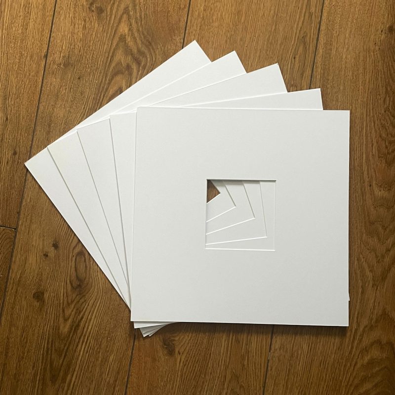 Chunky Square Photo Mounts | Textured White Mountboard White Core