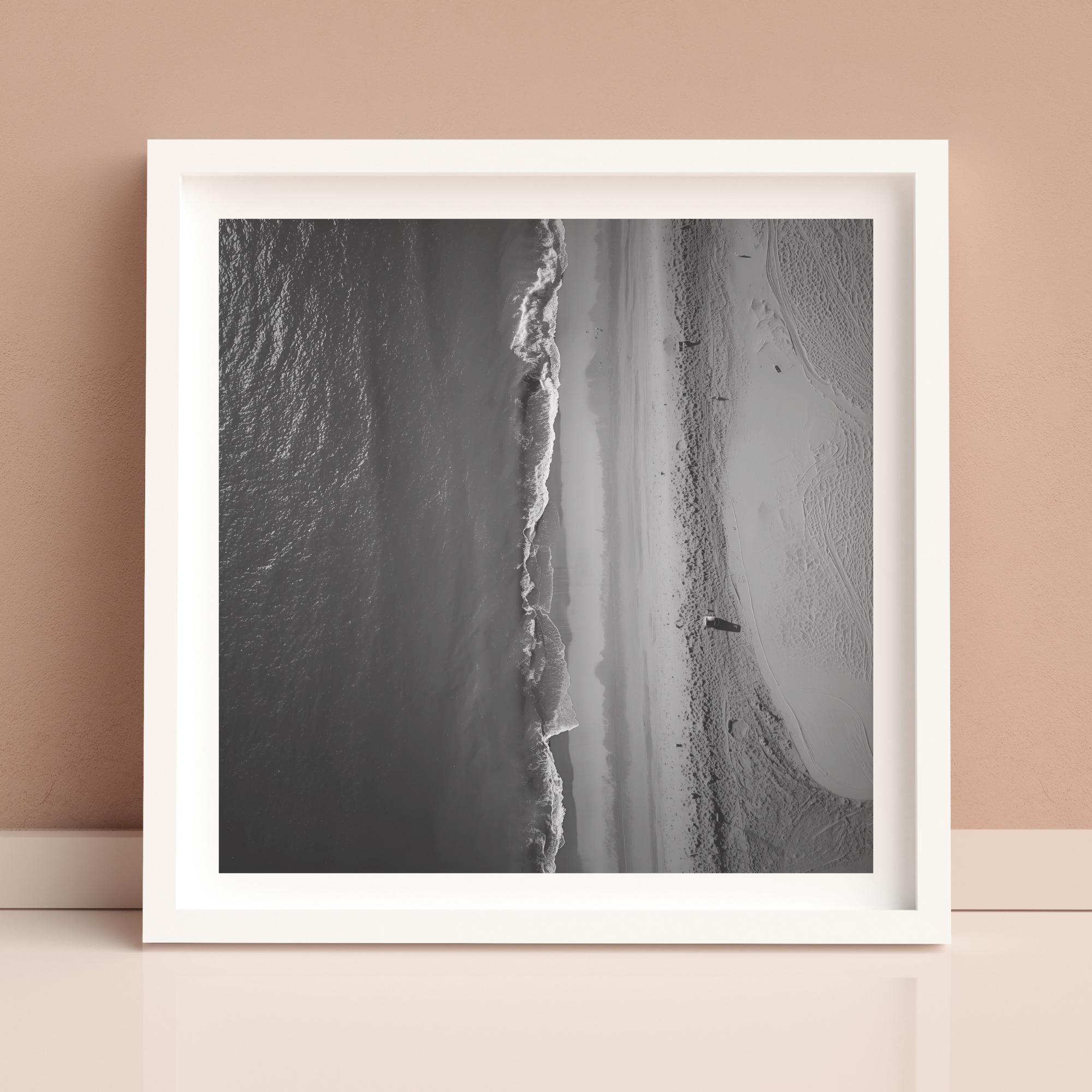 Aerial Beach Print | Black and White Coastal Photography, Minimalist Ocean Wall Art - Image 8