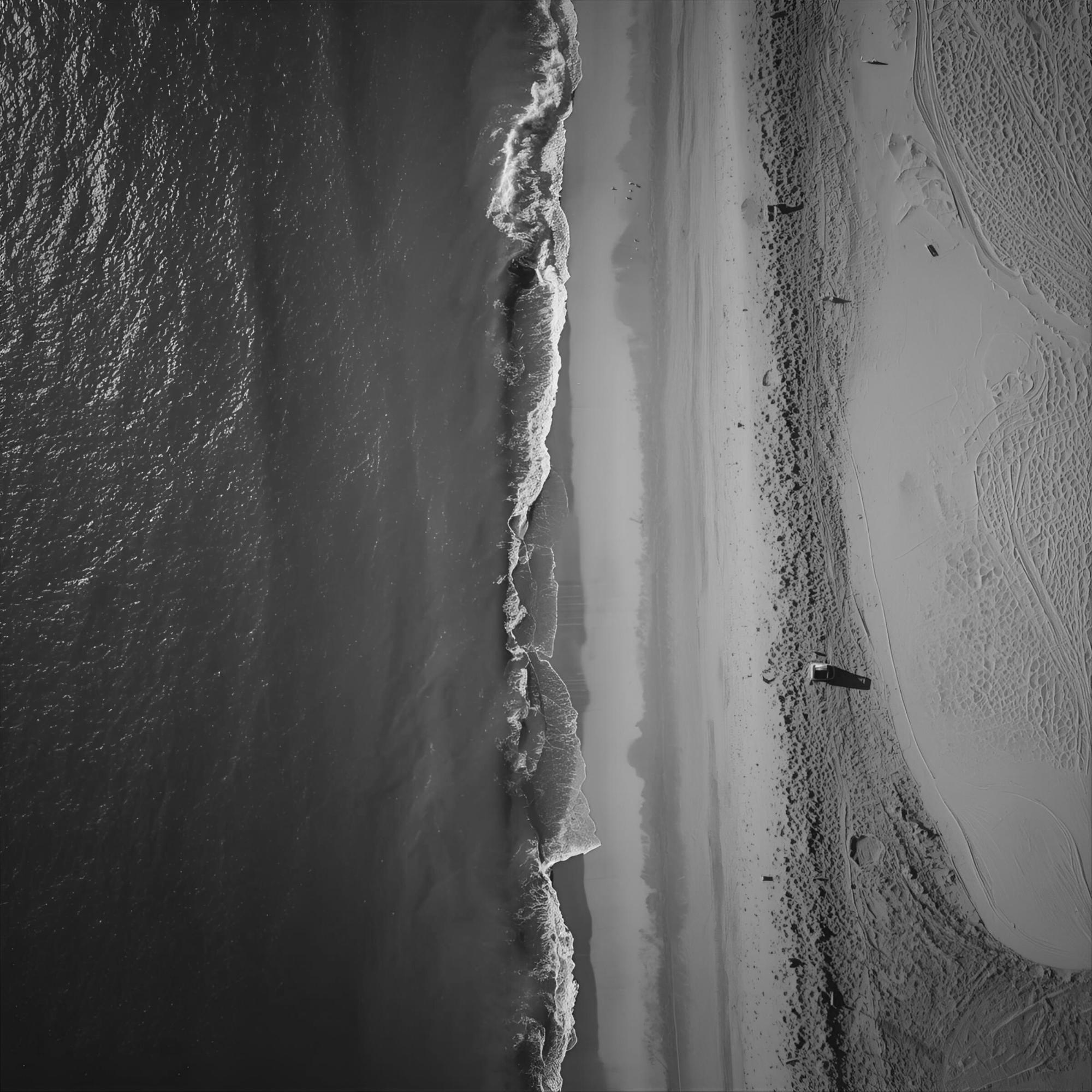 Aerial Beach Print | Black and White Coastal Photography, Minimalist Ocean Wall Art - Image 13