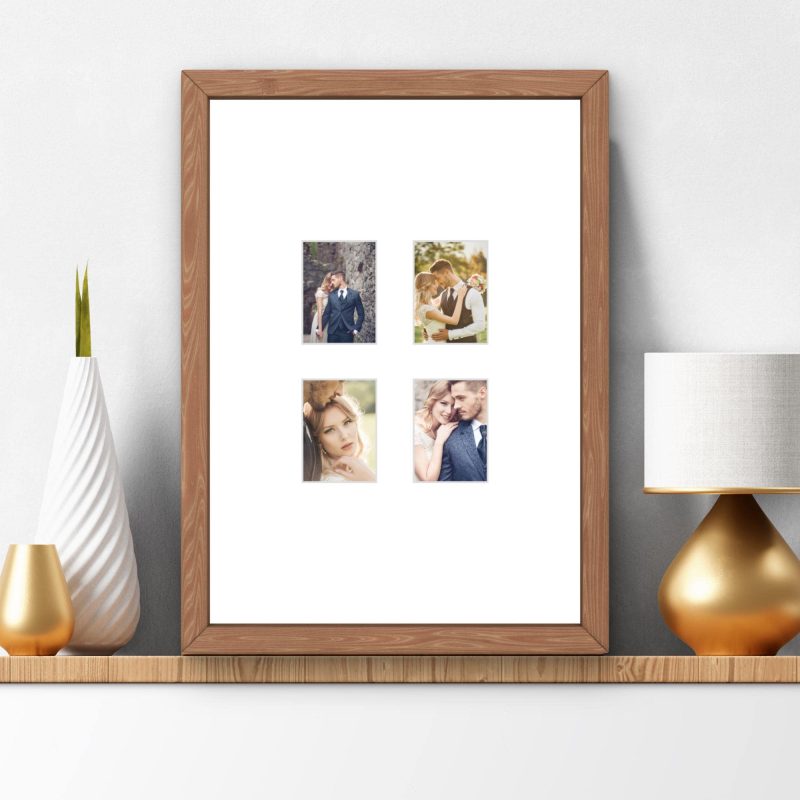 Oak Wood A4 Collage Frame – Holds Four Instax Mini Prints – Wall Shelf Display