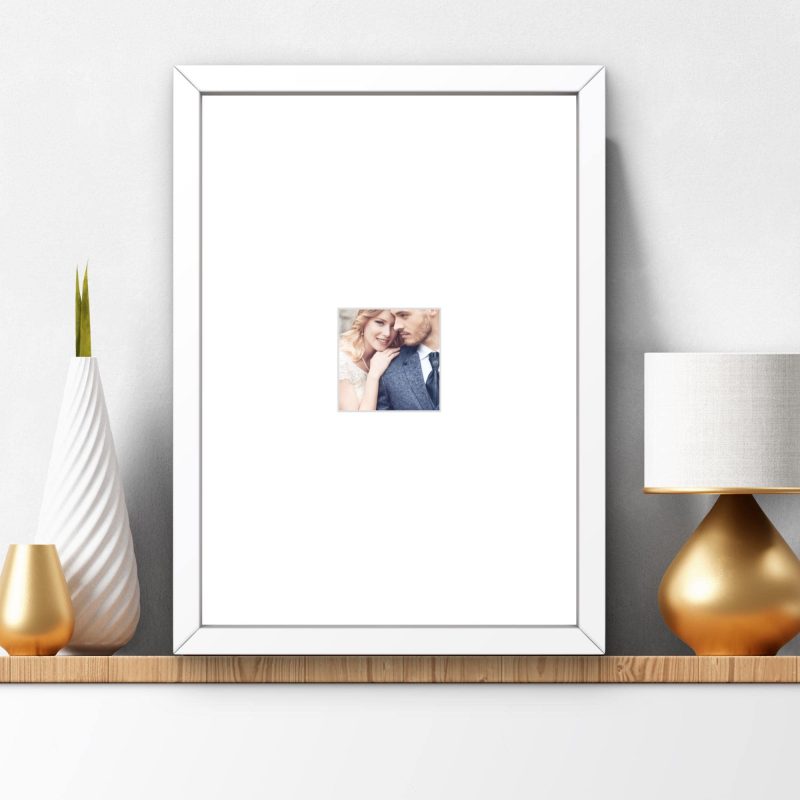 White Wooden A4 Frame – Instax Square Photo Display – Wall Shelf Holder
