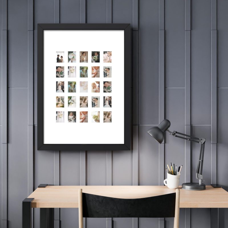 Instax Mini Photo Frame – 25 Aperture A2 Collage Display – Handmade Wood - Black or White