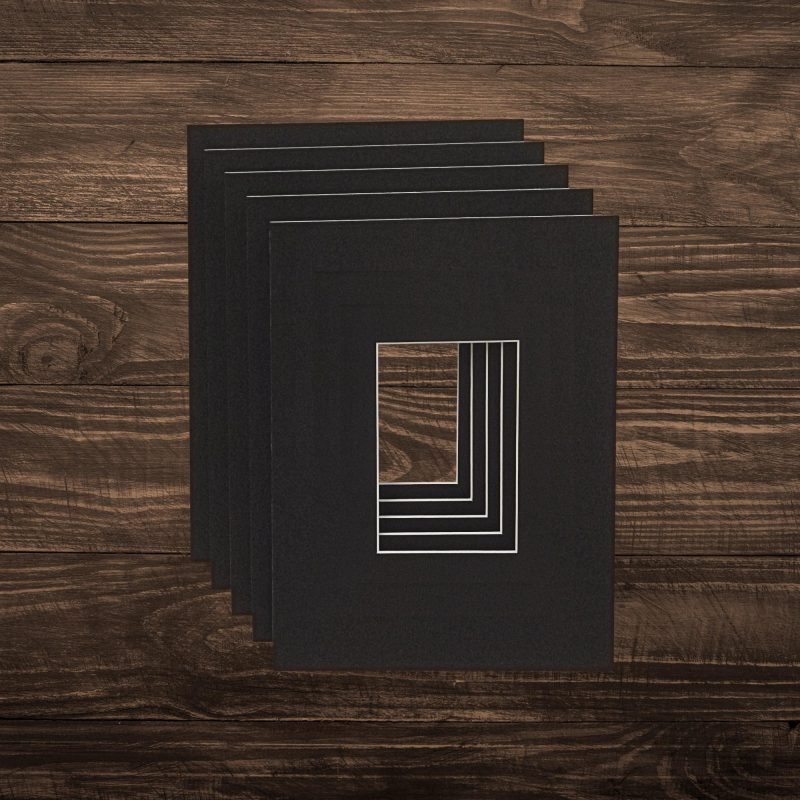 Deep Border Black Mount Presentation Pack, Black Mountboard White Core Backing + Cello Bag